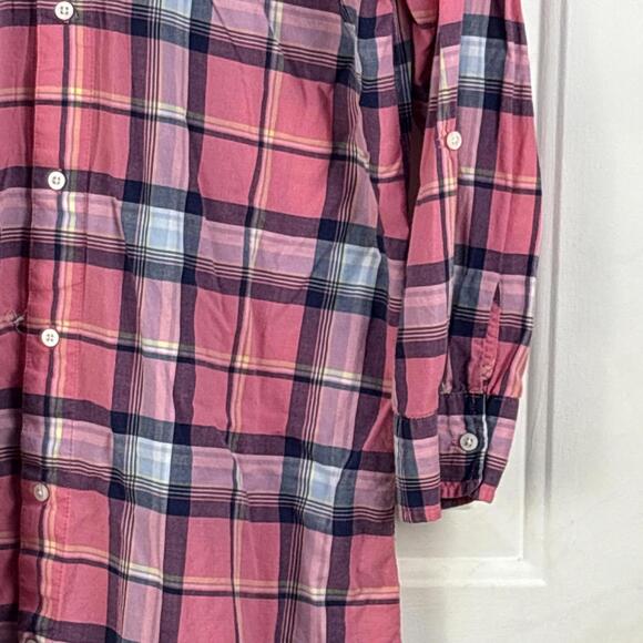 Lauren Ralph Lauren pink plaid tunic length button down shirt dress size Small - Picture 6 of 8